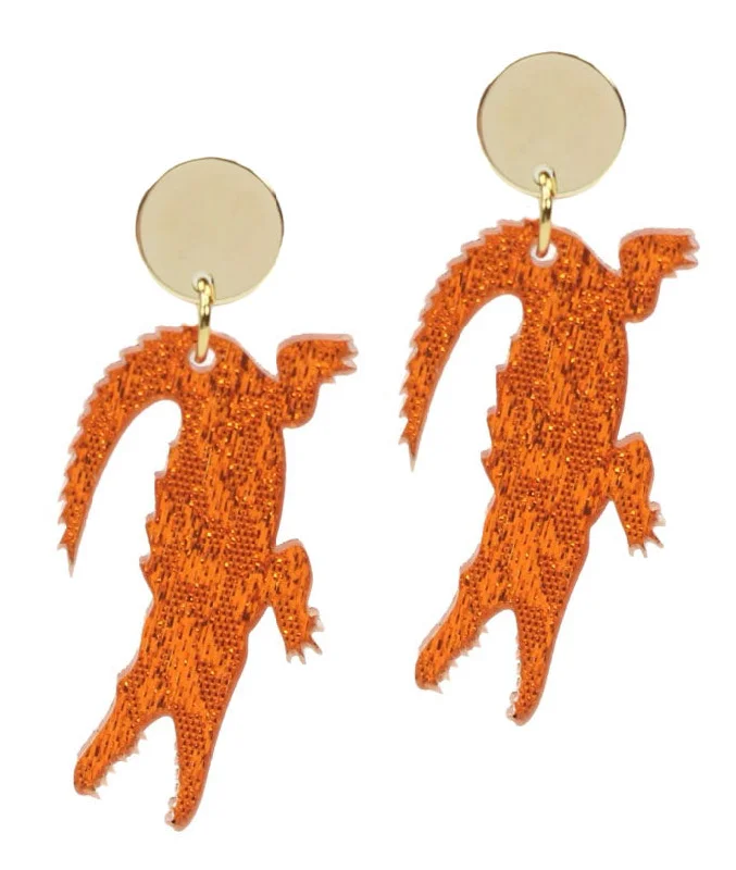 Ladies drop earrings-Chomp Chomp Earring - Orange