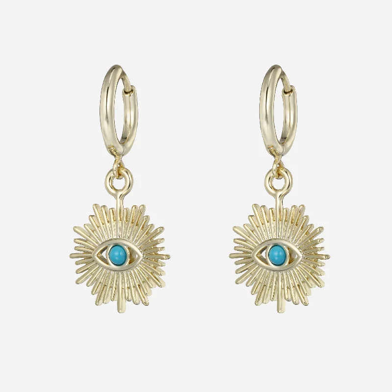 Ladies birthstone earrings-BWC Evil Eye Gold Hoop Earrings