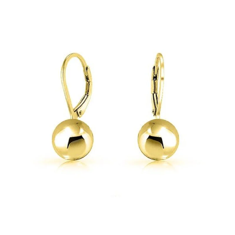 Ladies art deco earrings-10K Yellow Gold Polished Ball Drop Earrings