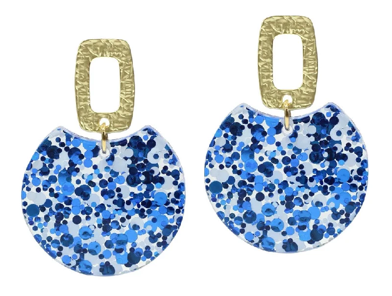 Ladies multi-drop earrings-The Leighton Earring - Blue + White Glitter