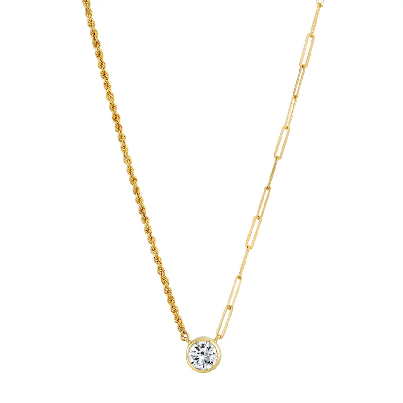 Ladies anniversary necklaces-Bezel Duo Chain Necklace