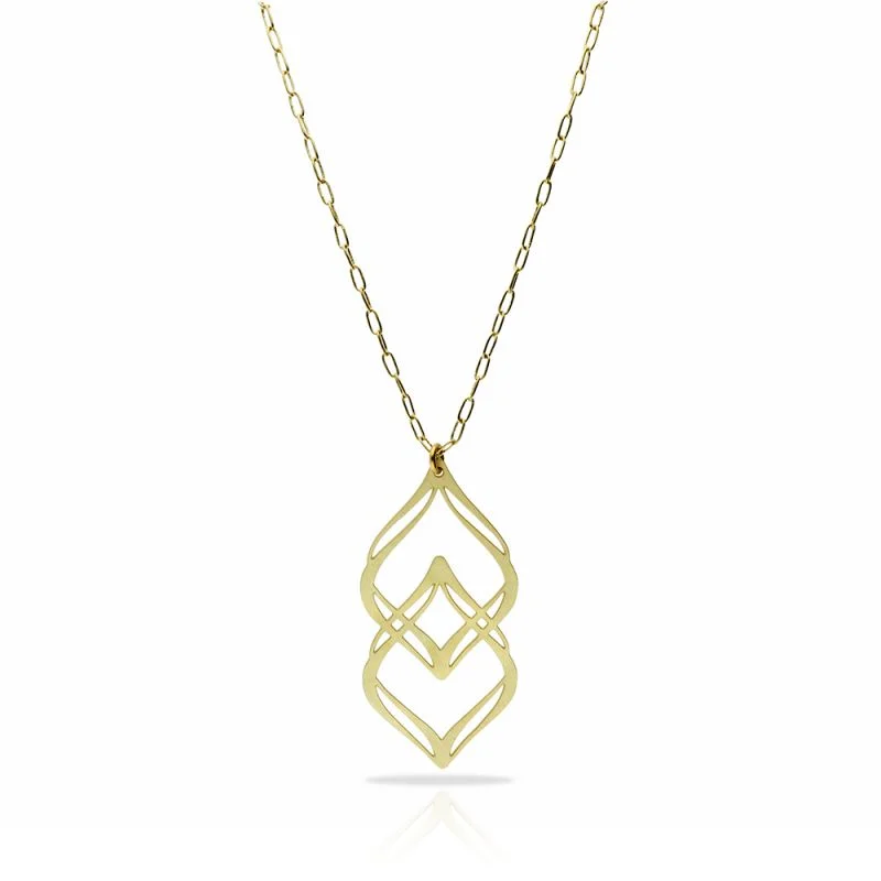 Ladies personalized necklaces-RAS Nirvana Gold Long Pendant