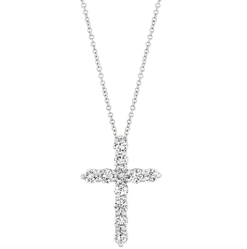 Ladies layered necklaces-Diamond Scalloped Cross