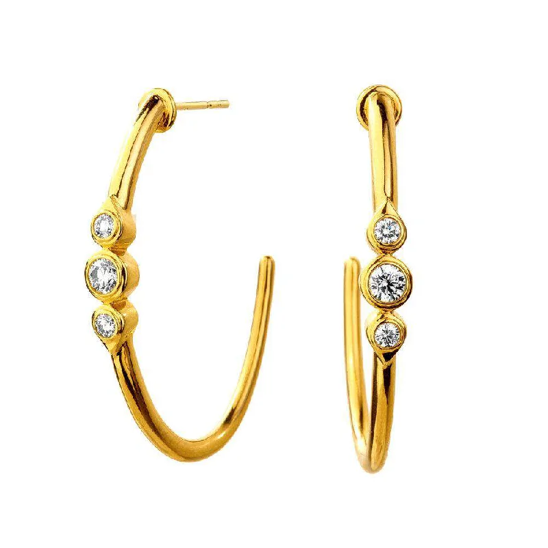 Ladies hoop earrings with diamonds-Mogul Three Diamond Hoops