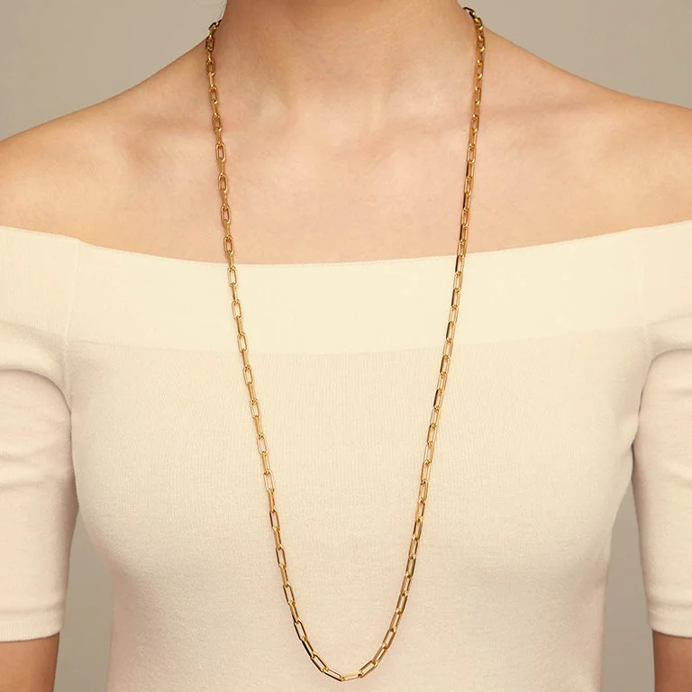 Ladies simple gold necklaces-UNOde50 Cadena 8 Long Necklace