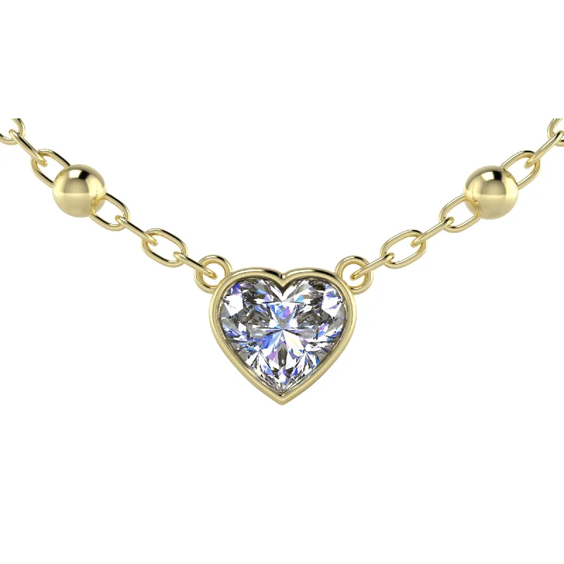 Ladies diamond-encrusted necklaces-Petite Bezel Solitaire Diamond Necklace