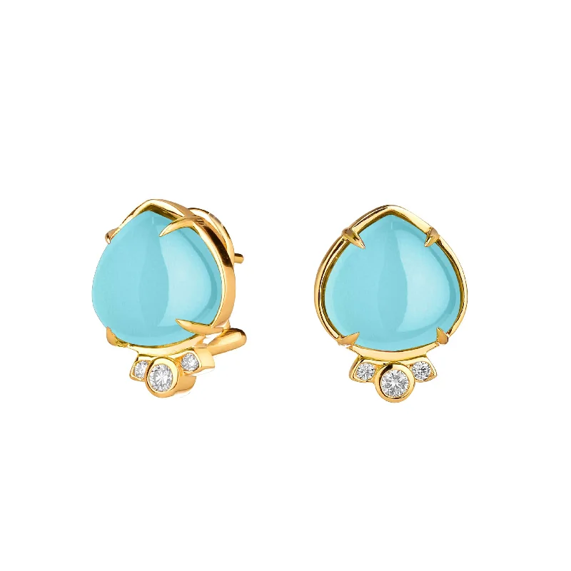 Ladies gold hoop earrings-Flower Bud Cabochon Earrings