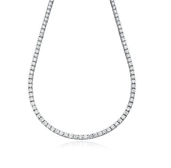 Ladies heart-shaped necklaces-Crislu Platinum Plated Sterling Silver Round Cubic Zirconia 18-inch Tennis Necklace