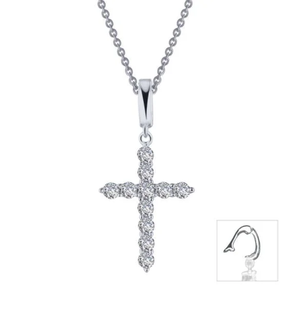 Ladies gold-plated charm necklaces-0.55 CTW Cross Pendant Necklace