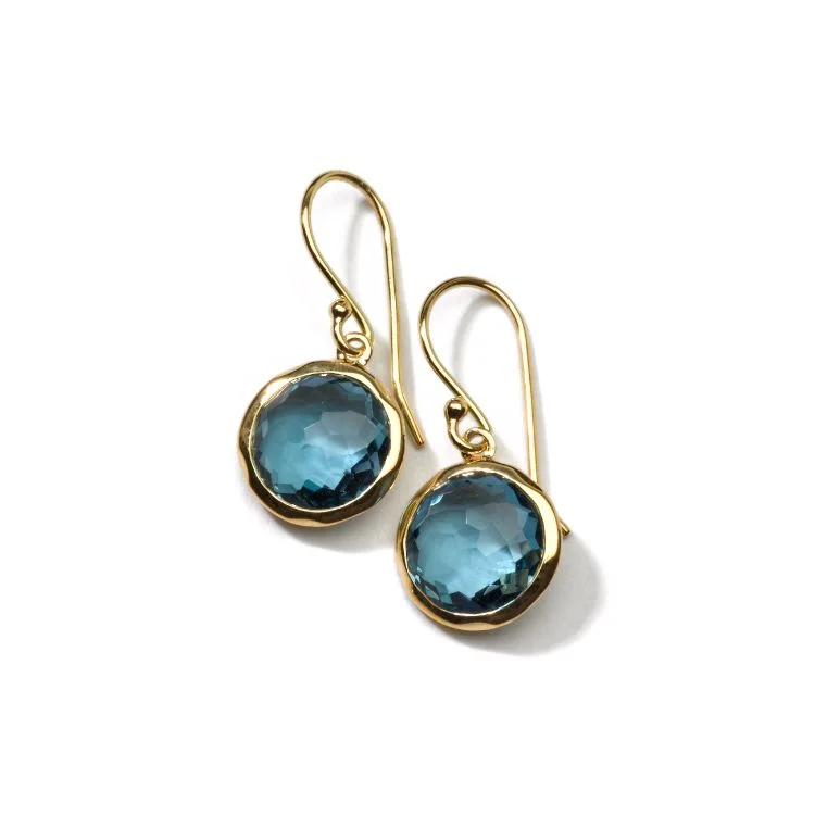 Ladies modern earrings-18K Lollipop® Mini Drop Earrings in London Blue Topaz