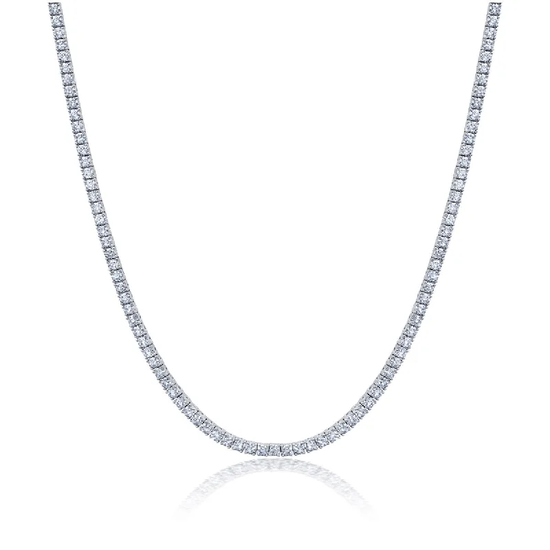 Ladies fashion necklaces-Crislu 18-inch 2MM Cubic Zirconia Tennis Necklace in Platinum Plated Sterling Silver