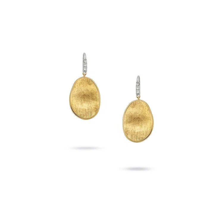 Ladies wedding earrings-Lunaria Collection 18K Yellow Gold and Diamond Small Drop Earrings