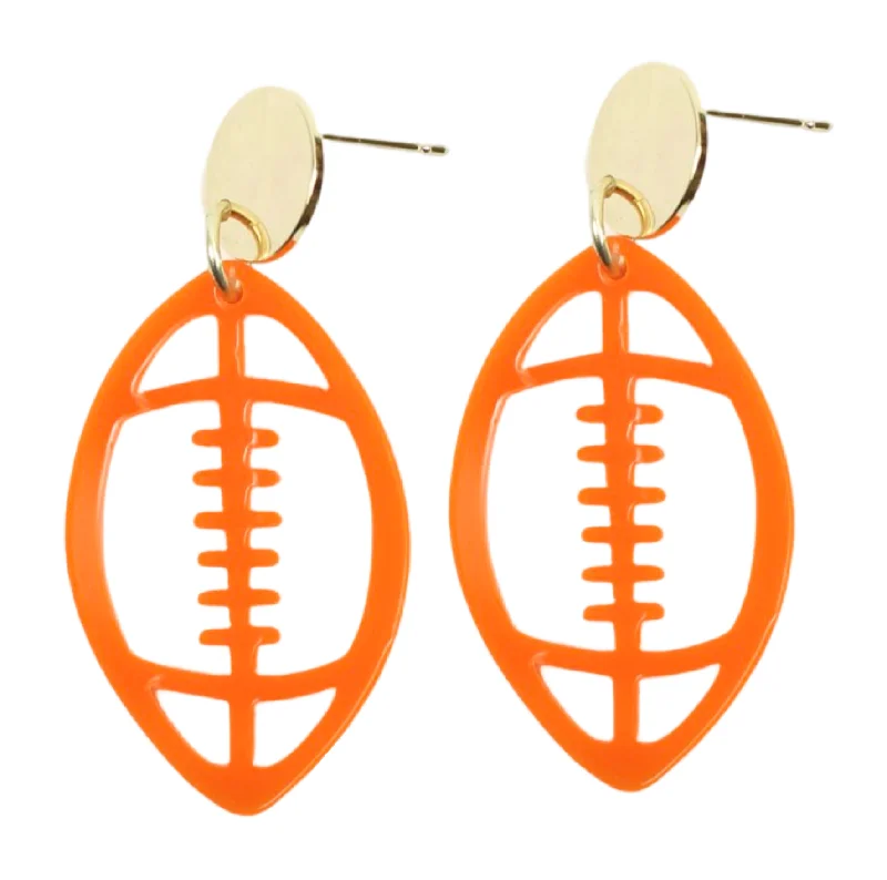 Ladies fashion earrings-Acrylic Football Earring - Orange