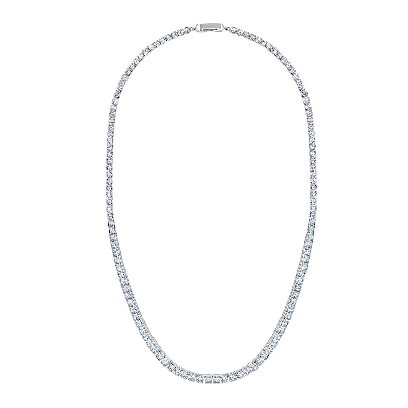 Ladies gemstone necklaces-Crislu Platinum Plated Sterling Silver Princess Cut Cubic Zirconia 16-inch Tennis Necklace