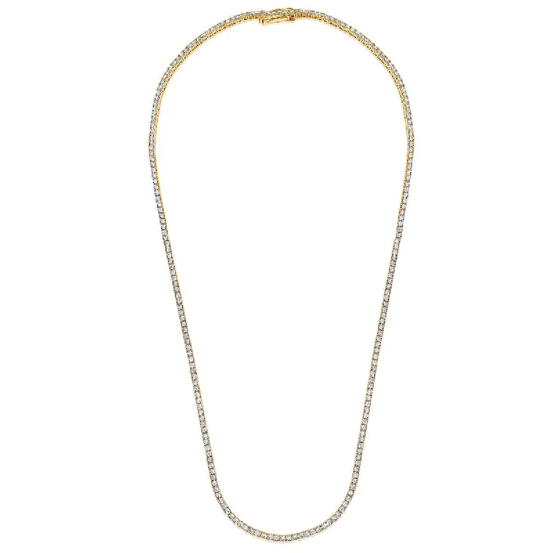 Ladies vintage necklaces-Crislu 18-inch 2MM Cubic Zirconia Tennis Necklace in 18KT Yellow Gold Plated Sterling Silver