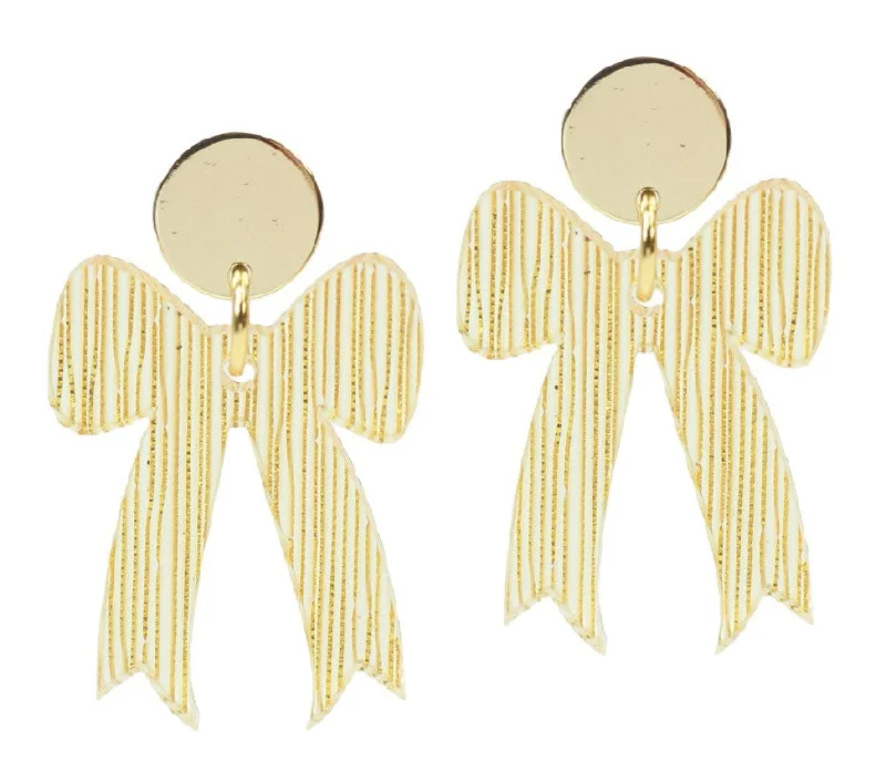 Ladies vintage-inspired earrings-Bow Earring - Gold