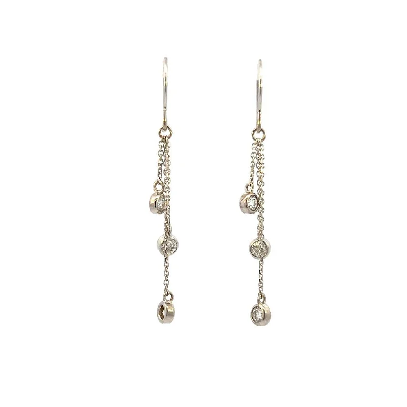 Ladies large statement earrings-Estate 14K White Gold 0.60ctw Diamond Drop Earrings