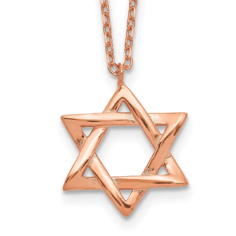 Ladies double-layer necklaces-Rose Gold Plated Sterling Silver 16.5-inch Star Of David Necklace