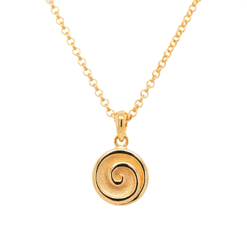 Ladies dainty necklaces-Gratitude Solid Polished Swirl Pendant Necklace 24K Gold Vermeil