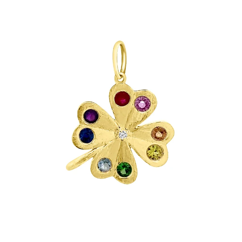 Ladies designer pendant necklaces-Rainbow Clover Charm