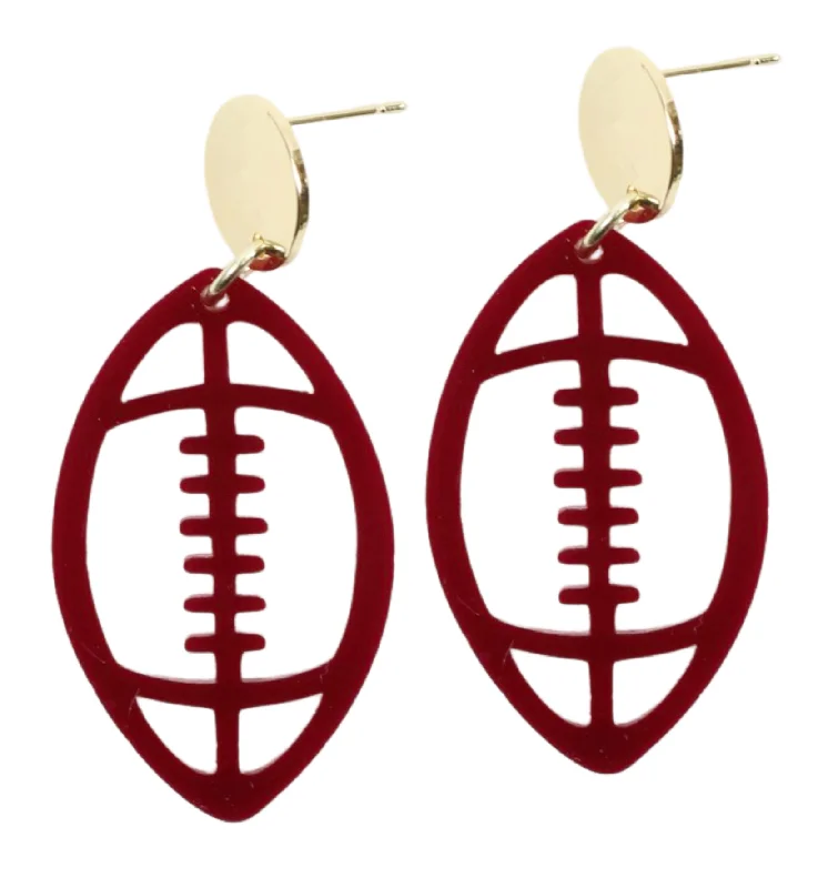 Ladies luxury diamond earrings-Acrylic Football Earring - Garnet