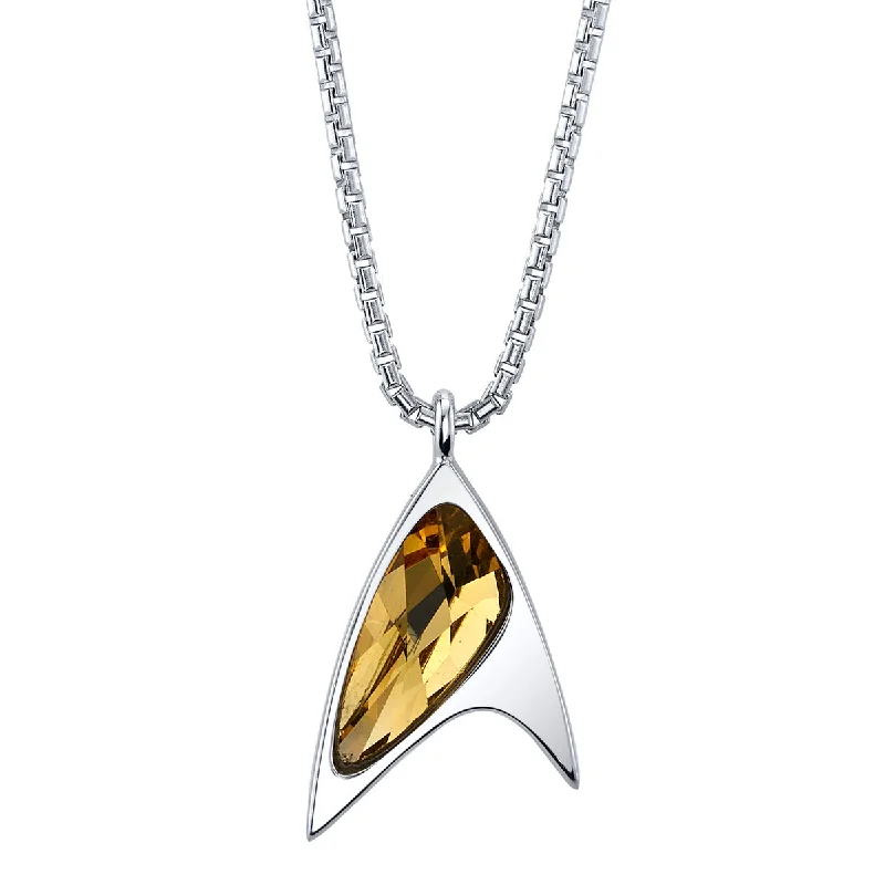 Ladies cuff necklaces-Star Trek X RockLove Yellow Crystal Delta Pendant