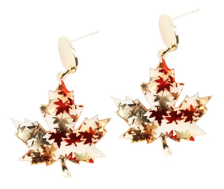 Ladies silver and diamond earrings-Falling Leaves Earring