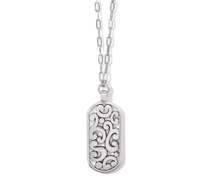 Ladies religious necklaces-Contempo Token Tag Long Necklace NEW From the Contempo Collection