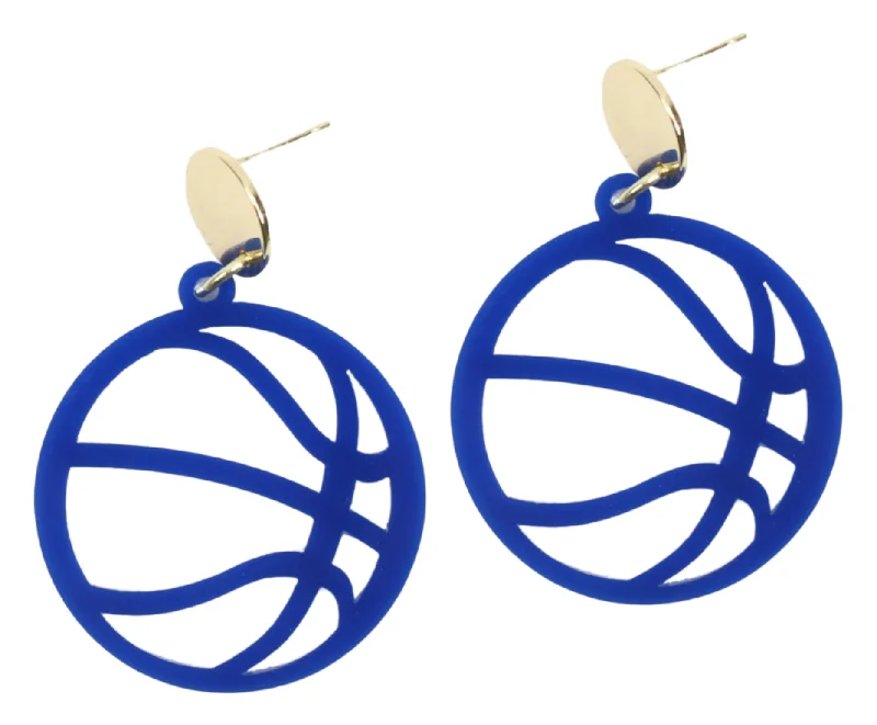 Ladies sapphire earrings-The Blue Basketball Earring