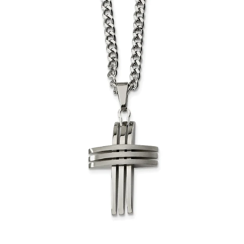 Ladies cuff necklaces-Stainless Steel Cross Necklace