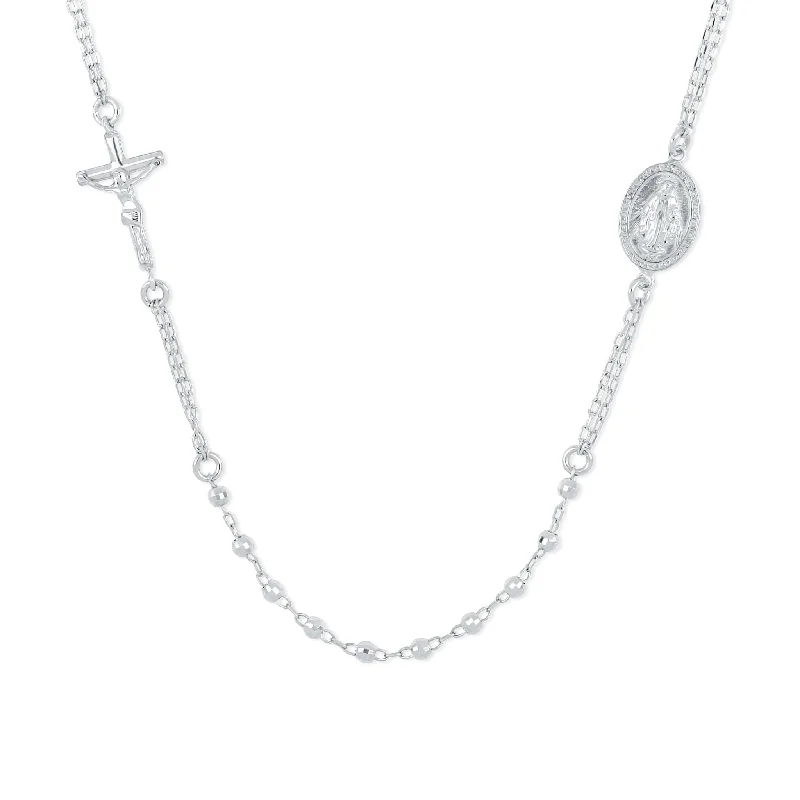 Ladies personalized necklaces-Sterling Silver 18-inch Rosary Necklace