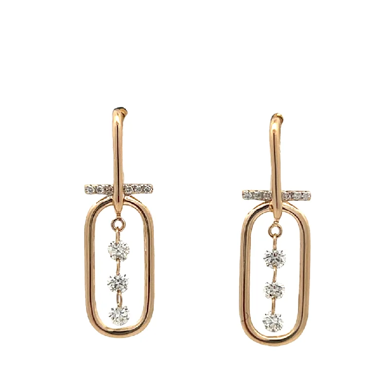 Ladies colorful gemstone earrings-14K Yellow Gold 0.34ctw Diamond Paperclip Drop Earrings