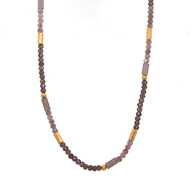 Ladies fashion-forward necklaces-Smoky Quartz 3mm Necklace 24K Fair Trade Gold Vermeil