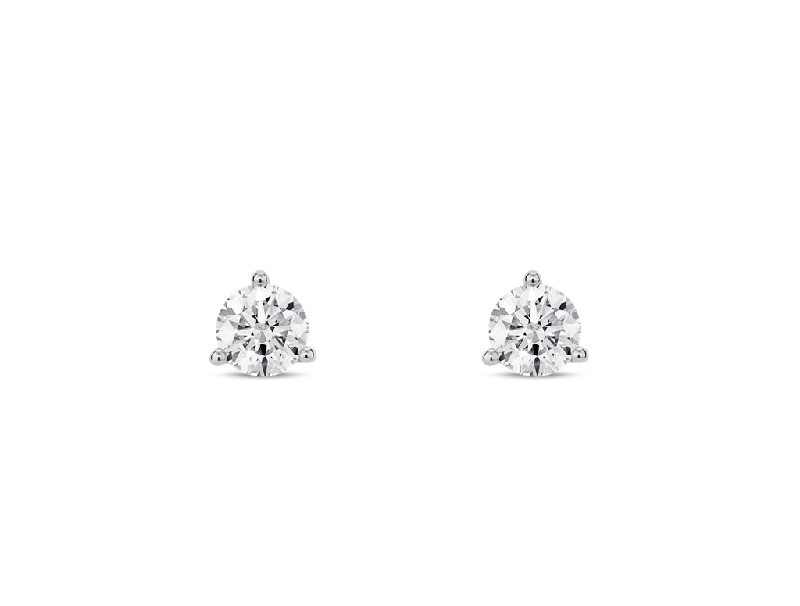 Ladies heart earrings-14K White Gold 0.60ctw Round Diamond Solitaire Stud Earrings