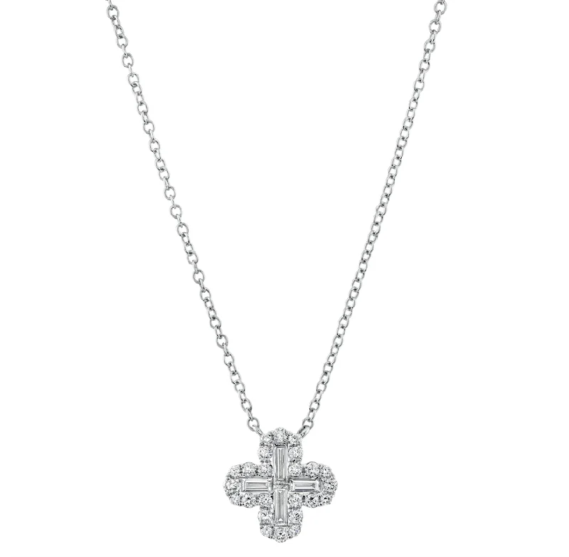 Ladies birthstone pendants-Small Diamond Clover Necklace