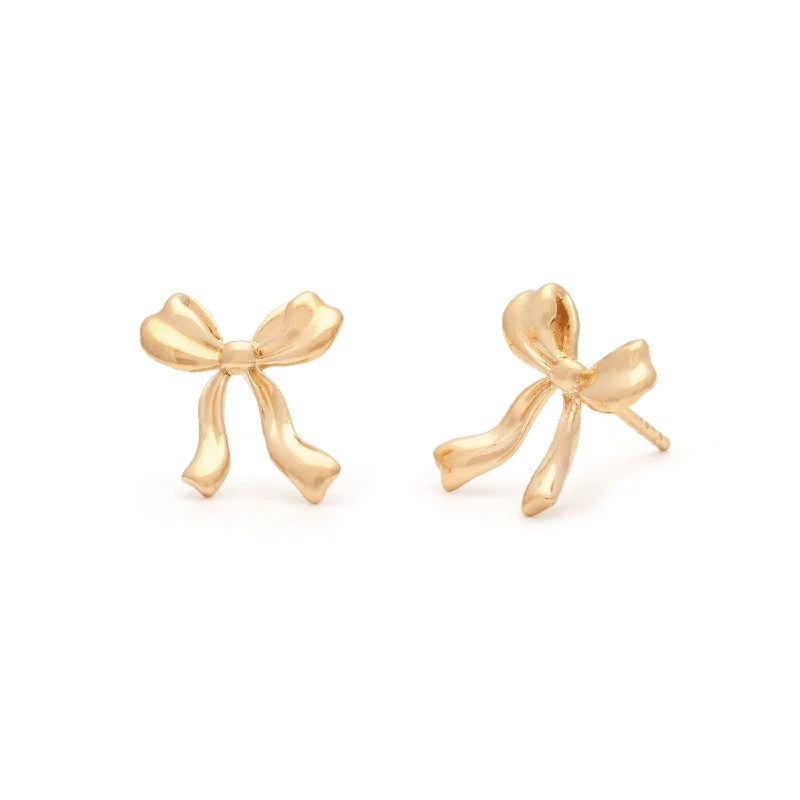 Ladies delicate stud earrings-Bow Bold Earrings | Gold