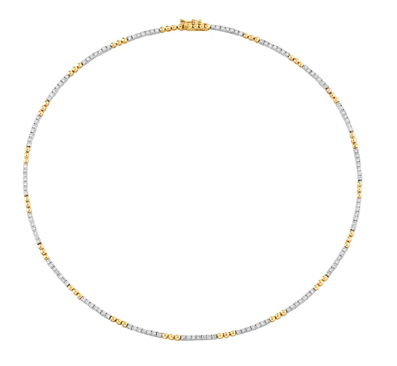 Ladies multi-layer necklaces-Gold Bead Tennis Necklace