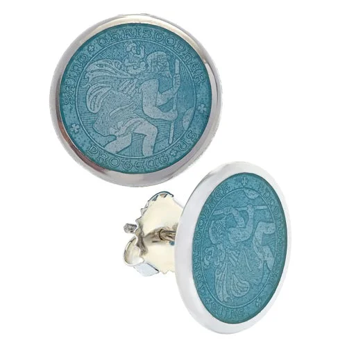 Ladies minimalist earrings-St. Christopher Stud Earrings