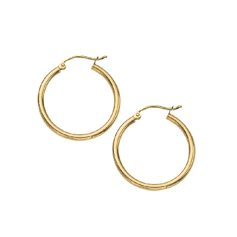 Ladies gemstone earrings-14K Yellow Gold 2x25mm Polished Hoop Earrings