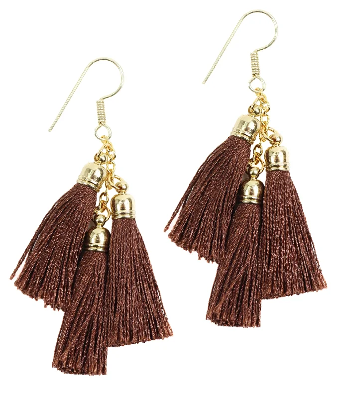 Ladies diamond halo earrings-The Minnie Earring - Brown