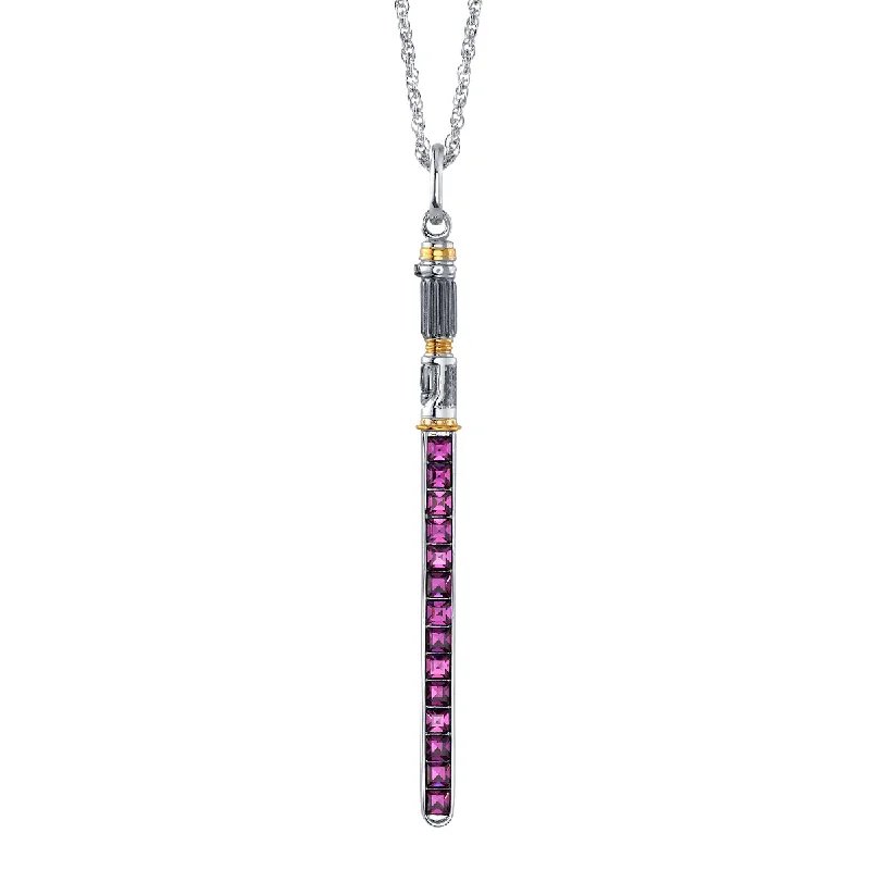 Ladies crescent moon necklaces-Star Wars X RockLove Mace Windu Crystal Lightsaber Necklace