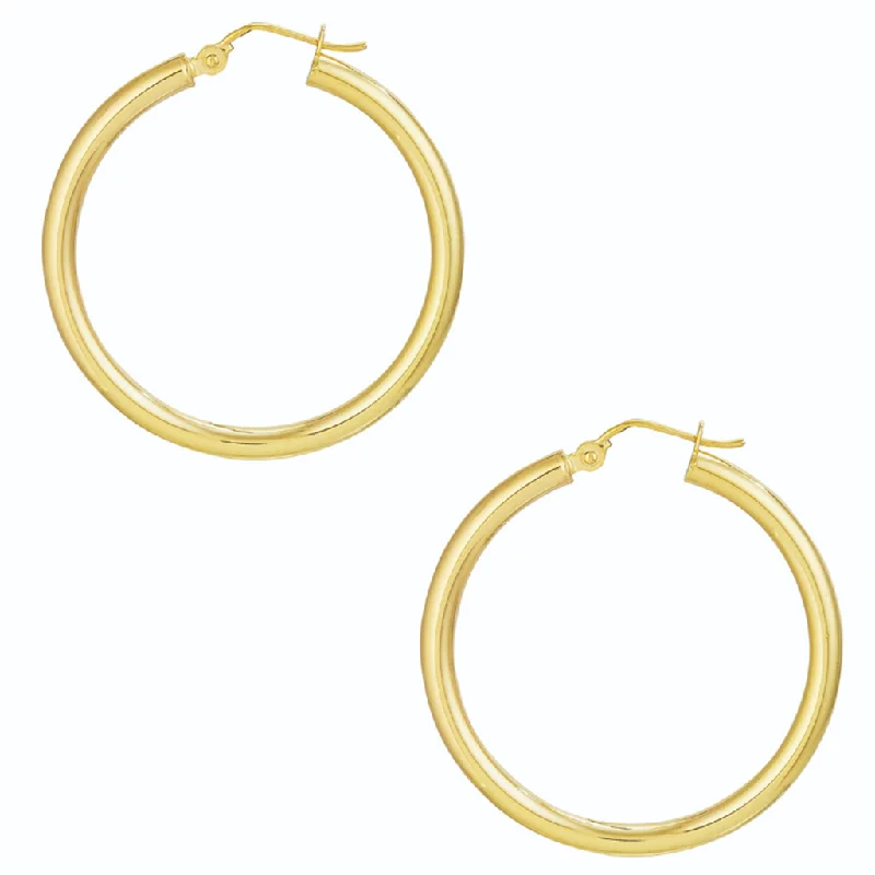 Ladies heart-shaped earrings-14K Yellow Gold 3x20mm Polished Hoop Earrings