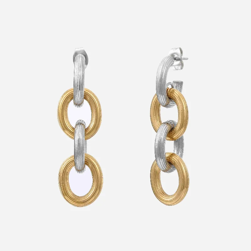 Ladies luxury diamond earrings-Chunky Mixed Metal Chain Earrings