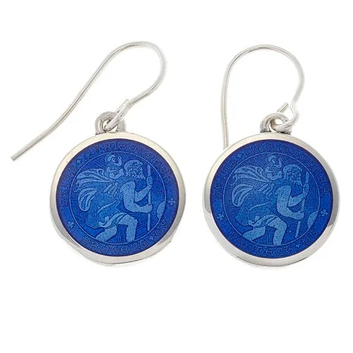 Ladies diamond drop earrings-St. Christopher Dangle Earrings