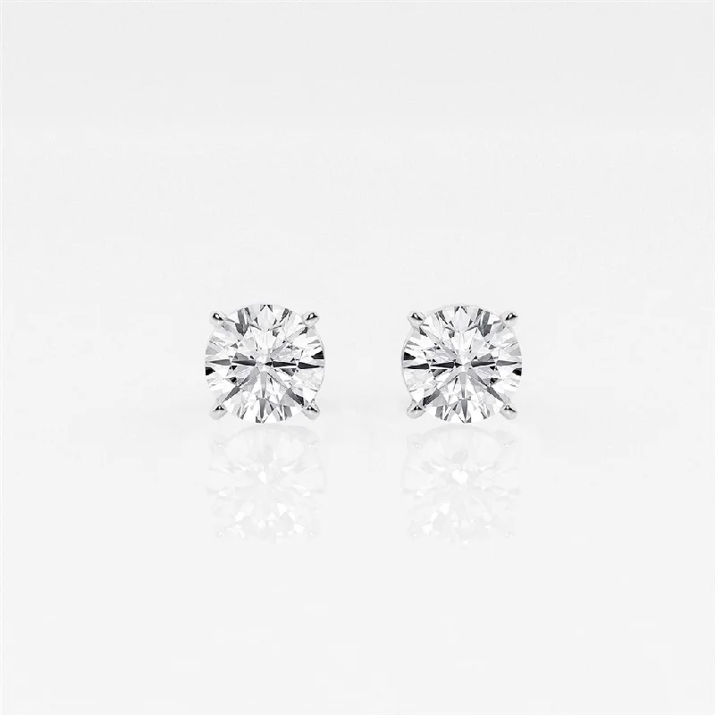 Ladies infinity earrings-14K White Gold 0.56ctw Round Lab Diamond Solitaire Stud Earrings