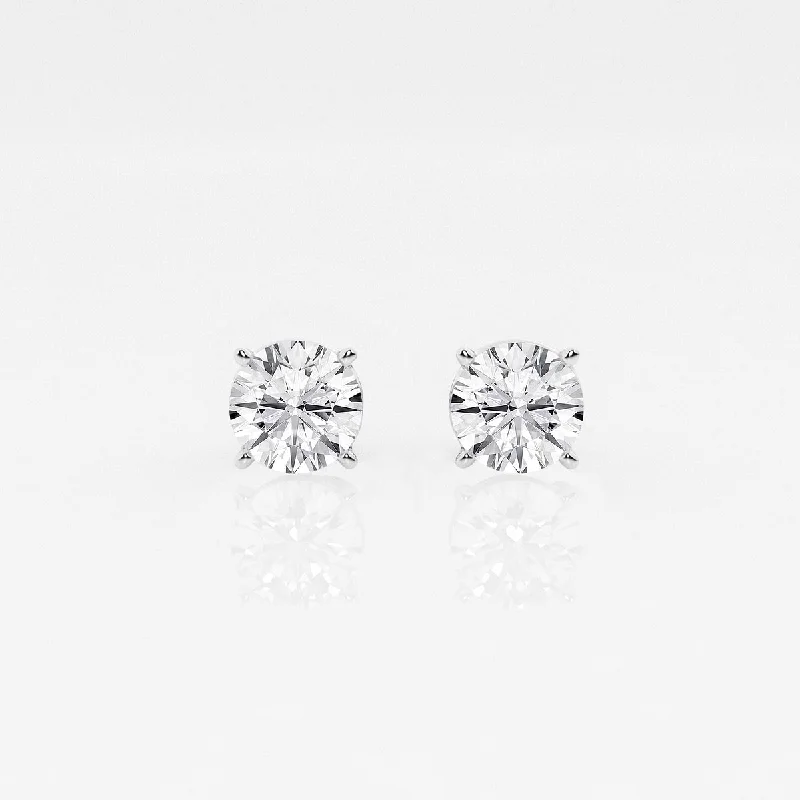 Ladies pearl drop earrings-14K White Gold 3ctw Round Lab Diamond Solitaire Stud Earrings