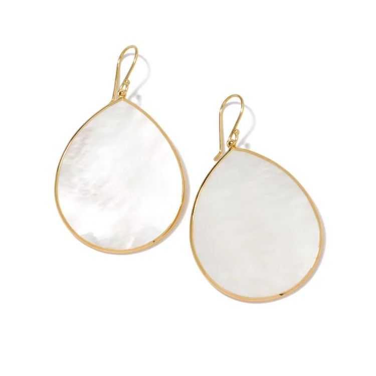 Ladies square earrings-18k Polished Rock Candy Mother of Pearl Earrings