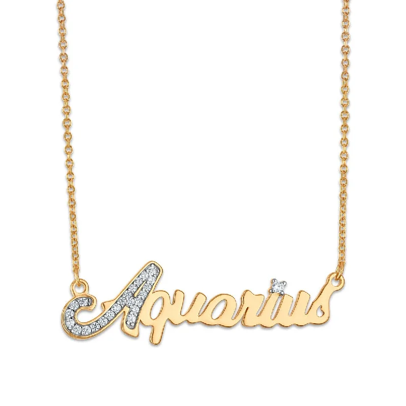 Ladies anniversary pendant necklaces-Simone I Smith Collection Aquarius Necklace in 18KT Gold Plated Sterling Silver