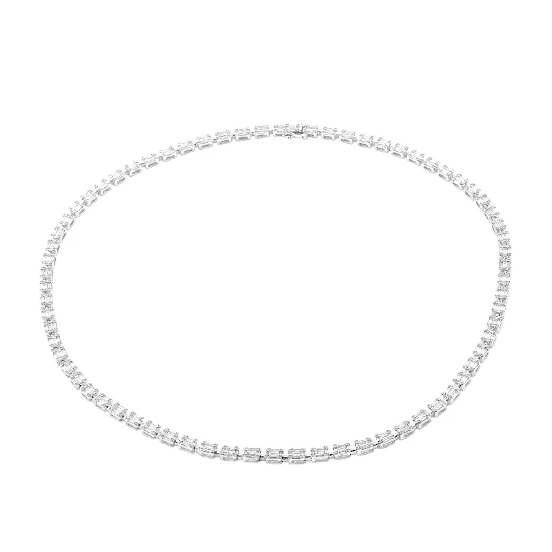 Ladies anniversary pendant necklaces-Signature EcoLove 9-3/4 CTW Diamond Tennis 18-inch Necklace in 14KT White Gold