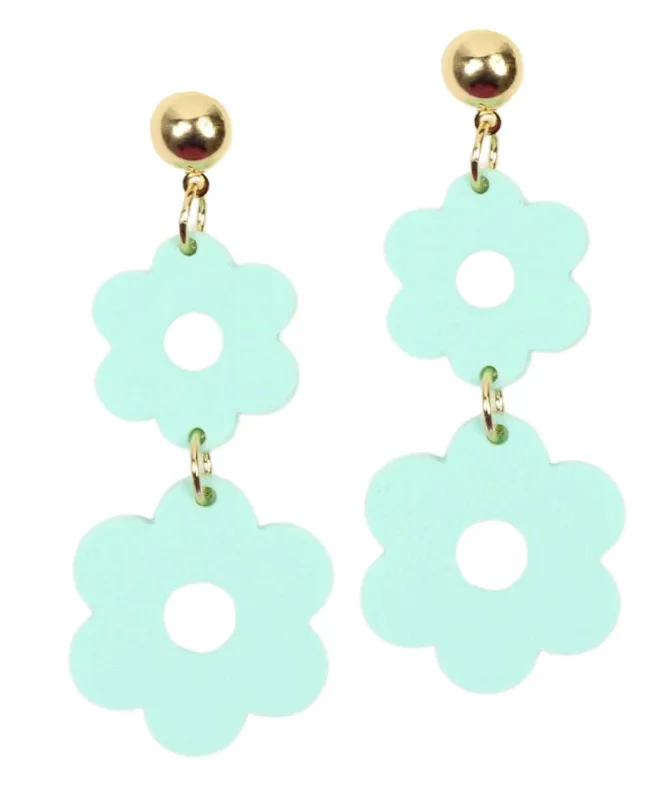 Ladies romantic drop earrings-Mint Flower Earring